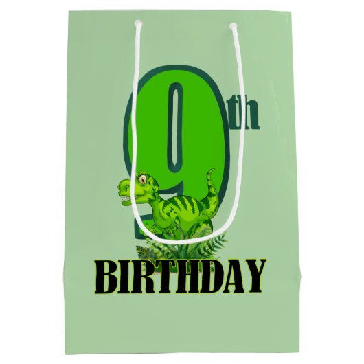 Cool boys dinosaurus feest 9e medium cadeauzakje (Achterkant)