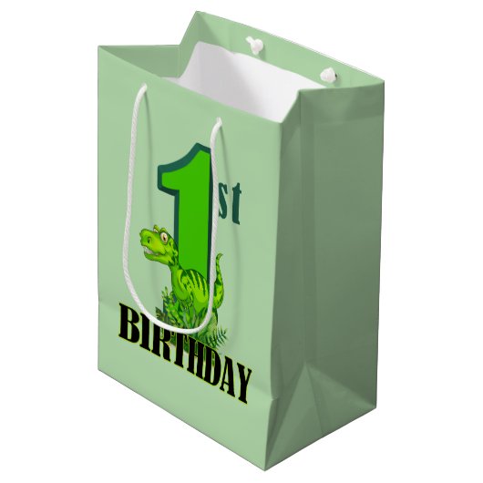 Cool boys dinosaurus party baby's eerste medium cadeauzakje (Voorkant Gekanteld)