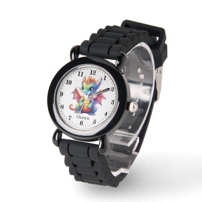Cool boys dragon naam toevoegen horloge (Hoek)