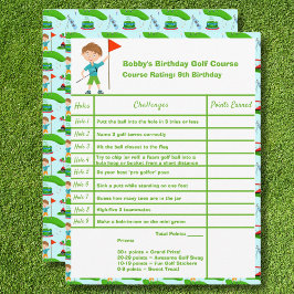Cool Boy's Golfing Birthday Party Score Kaart Notitiekaartje