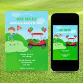 Cool Boy's Golfing Thema Verjaardagsfeest Kaart