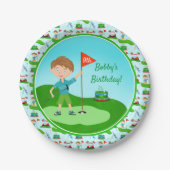 Cool Boy's Golfing Thema Verjaardagsfeest Papieren Bordje (Voorkant)