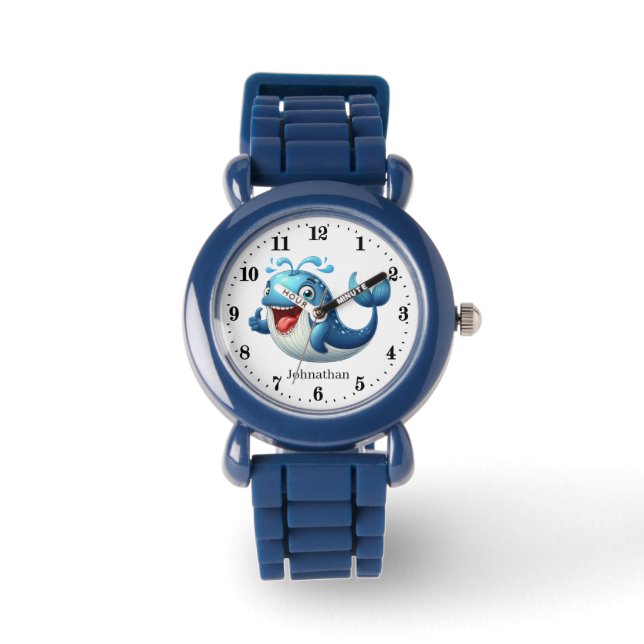 Cool boys kinder walvis naam toevoegen horloge (Voorkant)