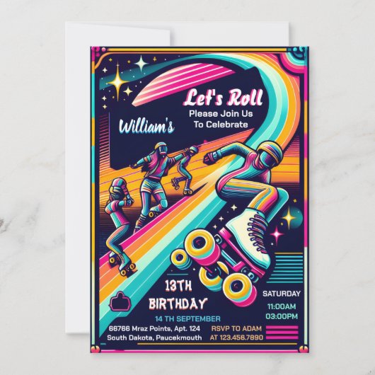 Cool Boys Meisjes Rolschaatsen 13e Verjaardag Kaart (Voorkant)