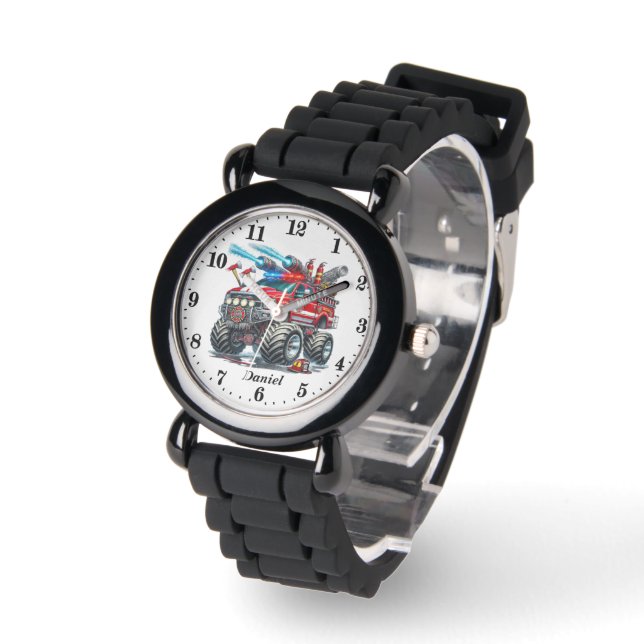 Cool boys monster truck naam toevoegen horloge (Hoek)