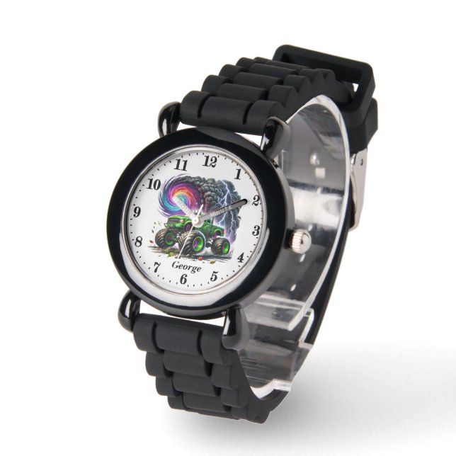 Cool boys monster truck naam toevoegen horloge (Hoek)