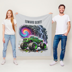 Cool boys monstertruck voeg naam toe  fleece deken