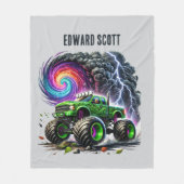 Cool boys monstertruck voeg naam toe fleece deken (Voorkant)