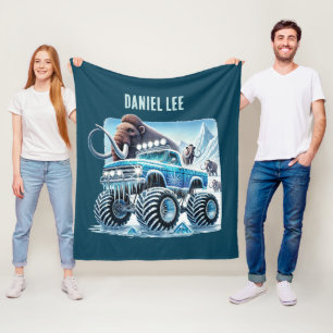 Cool boys monstertruck voeg naam toe  fleece deken