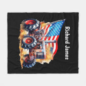 Cool Boys Patriottische tractor naam toevoegen Fleece Deken (Voorkant (Horizontaal))