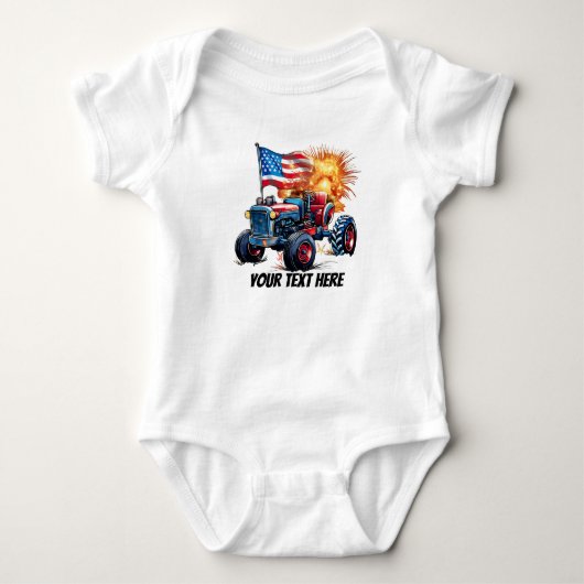 Cool boys Patriottische tractor Romper (Voorkant)