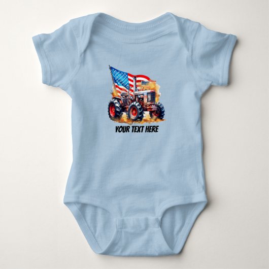 Cool boys Patriottische tractor Romper (Voorkant)