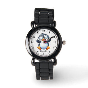 Cool boys pinguin naam toevoegen horloge