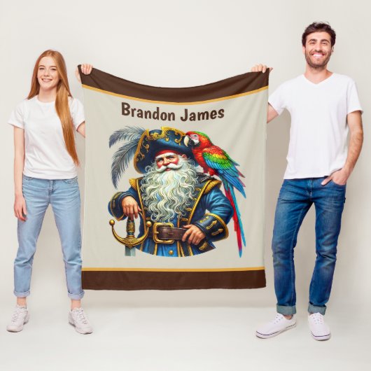 Cool boys pirate lovers add name fleece deken (In situ)