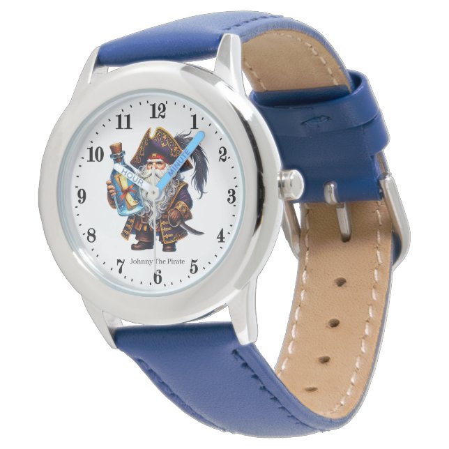 Cool boys pirate naam toevoegen horloge (Gekanteld)