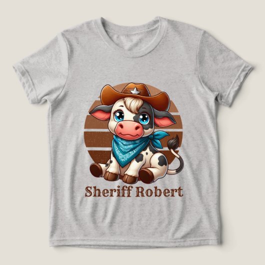 Cool boys sheriff tekst toevoegen koe Tri-Blend shirt (Design voorkant)
