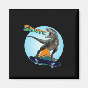Cool Boys Skateboarding T Rex Dinosaur Skateboard  Magneet
