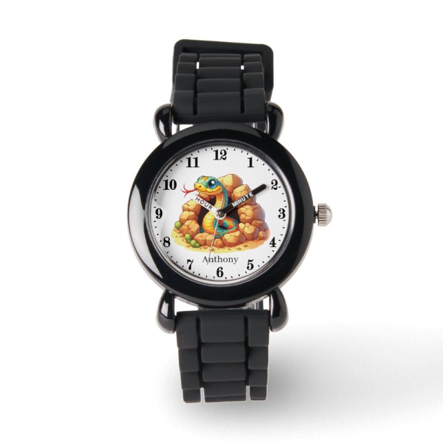 Cool boys snake lovers voeg naam toe horloge (Voorkant)