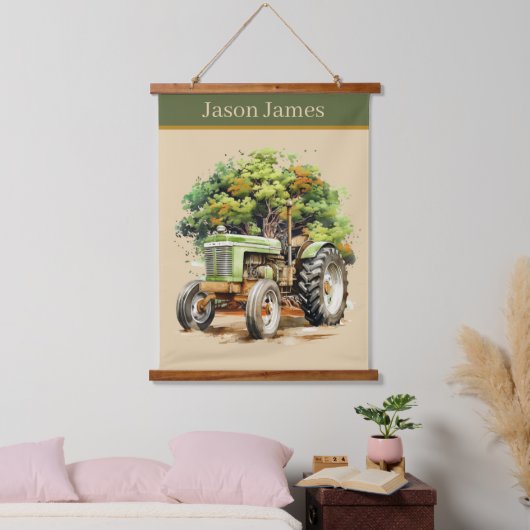 Cool boys Tractor liefhebbers voeg naam toe Hangend Wandkleed (Slaapkamer)