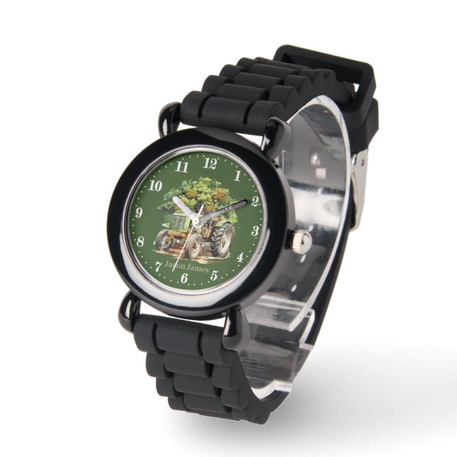 Cool boys Tractor liefhebbers voeg naam toe Horloge (Hoek)
