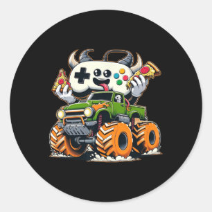 Cool Boys Videospel Pizza Lifted 4x4 Truck Ronde Sticker