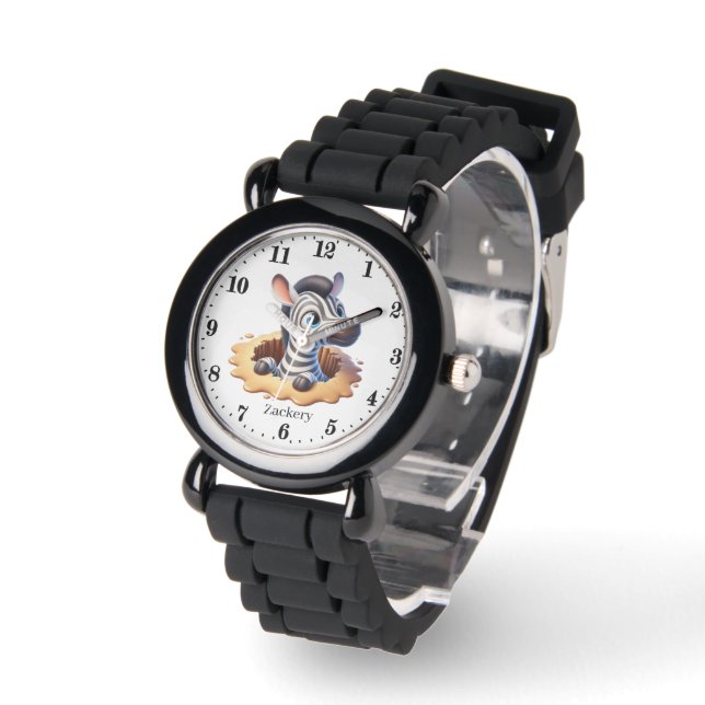 Cool boys zebra naam toevoegen horloge (Hoek)