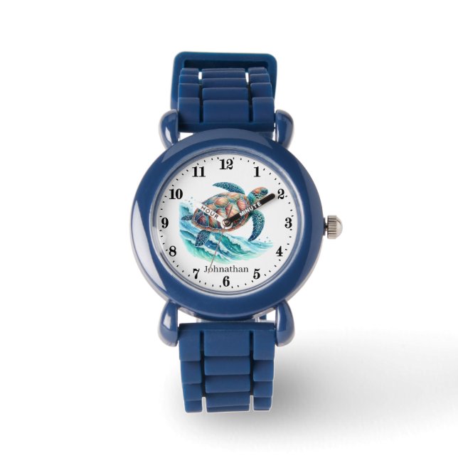 Cool boys zee schildpad naam toevoegen horloge (Voorkant)