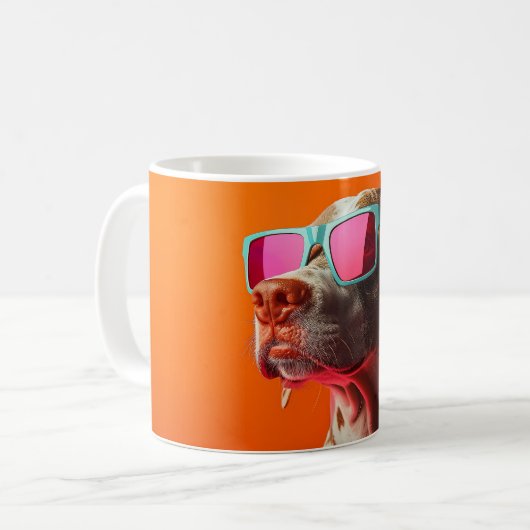 Cool Bracco italiano dog with sunglasses Koffiemok (Voorkant links)