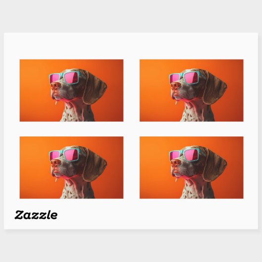 Cool Bracco italiano dog with sunglasses Rechthoekige Sticker (Vel)