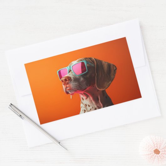 Cool Bracco italiano dog with sunglasses Rechthoekige Sticker (Envelop)