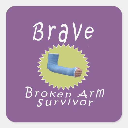 Cool Brave Broken Arm Survivor Gift voor Jongens Vierkante Sticker (Voorkant)