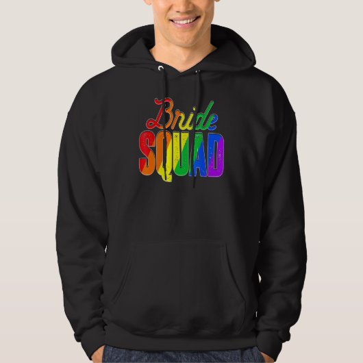 Cool Bride Squad Lgbt Pride Rainbow Flag Bachelore Hoodie (Voorkant)