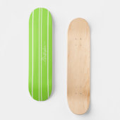 Cool Bright Green White Racing Stripes Monogramed Persoonlijk Skateboard (Voorkant)