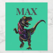 Cool Brijante Geweldige perfecte kleurrijke dinosa Wijn Etiket (Enkel label)