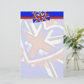 Cool British Flag Heart Design Briefpapier (Staand voorkant)