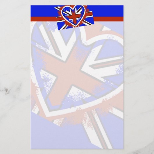 Cool Britse Vlag Hart Ontwerp Briefpapier (Voorkant)