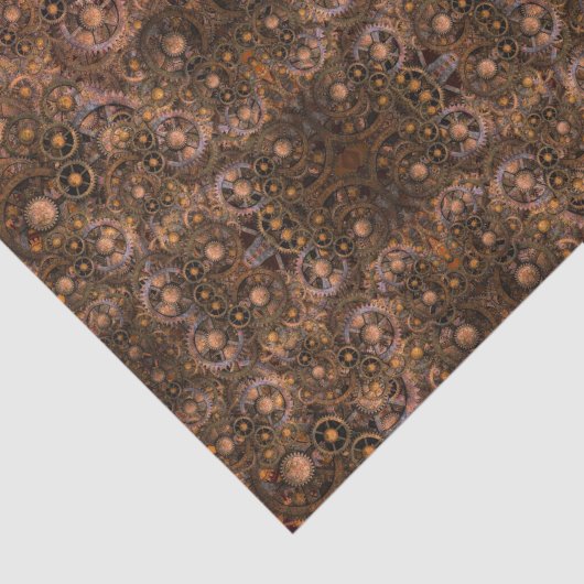 Cool Bronze Antiek tandwielen Steampunk Weefpapier Tissuepapier (Detail)