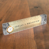 Cool Bronze Plaque Gray Concrete Generic Business Naambordje (Zijkant)