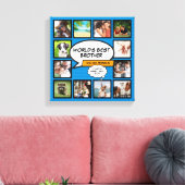 Cool Brother Fotocollage Moderne Blauwe Leuke Comi Canvas Afdruk (Insitu (Woonkamer))