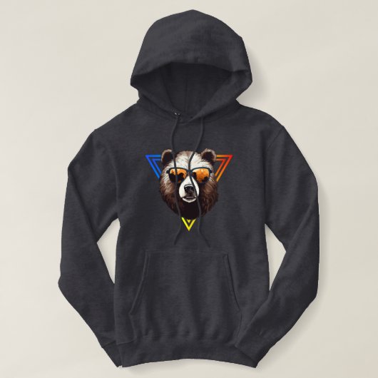 Cool Brown Beer met zonnebril Fun Hoodie (Design voorkant)