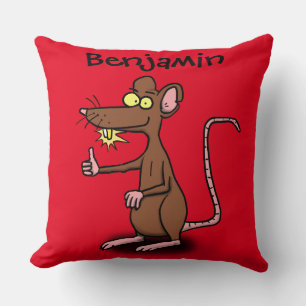 Cool brown cartoon rat pillow kussen