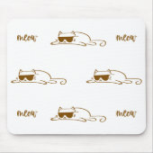 Cool Brown Cat with Sunglasses on White Background Muismat (Voorkant)