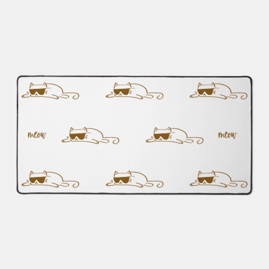 Cool Brown Cat with Sunglasses Pattern Bureaumat (Voorkant)
