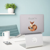 Cool Brown Cream Sinaasappel Fox Sticker (Laptop op bureau)