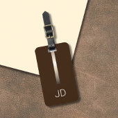 Cool Brown Faux Metal Stripe Monogram Bagagelabel