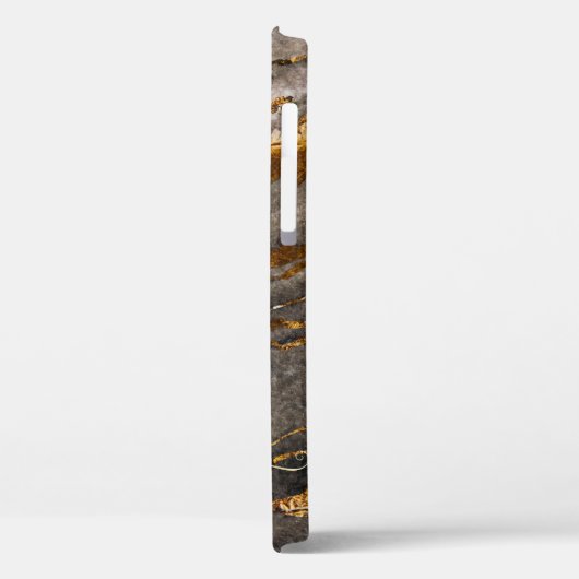 Cool Brown Gold Marble Texble Monogram Case-Mate iPhone Case (Achterkant / Links)