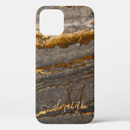 Cool Brown Gold Marble Texble Monogram Case-Mate iPhone Case