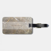 Cool Brown Marble Texture, monogram-op maat gemaak Bagagelabel (Achterkant horizontaal)