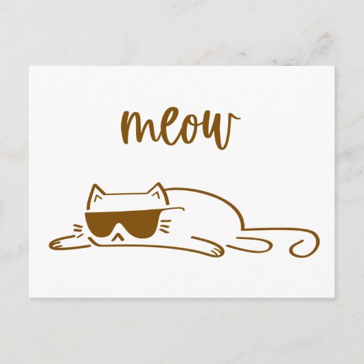 Cool brown meow cat with sunglasses briefkaart (Voorkant)