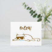 Cool brown meow cat with sunglasses briefkaart (Staand voorkant)